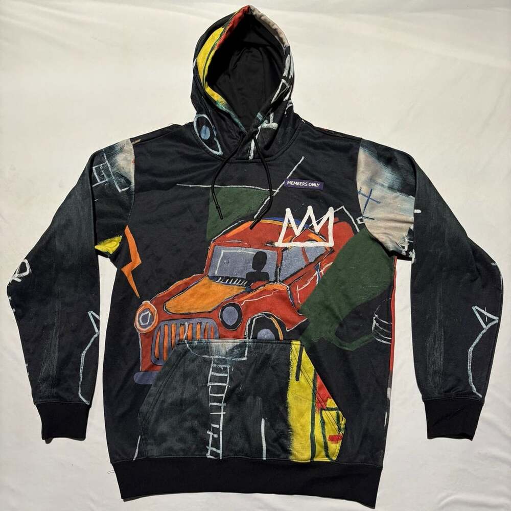 Members Only x Jean-Michel Basquiat Motor Area Hoodie Mens Small All Over Art